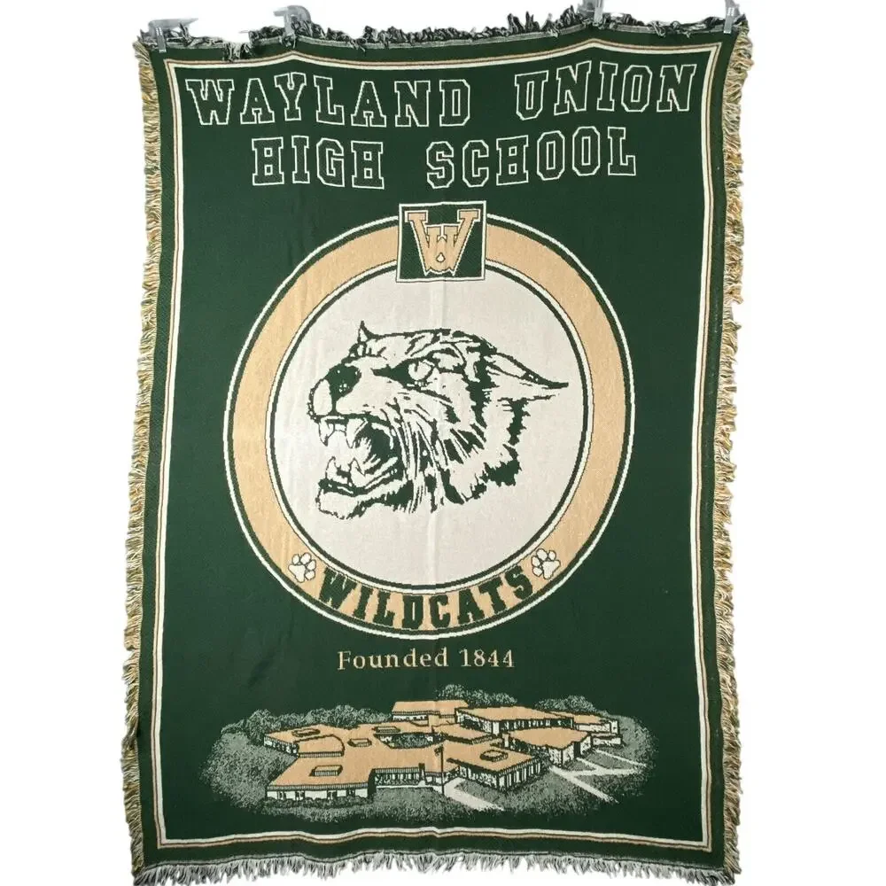 Wayland Union High School Wildcat Michigan Woven Tapestry Throw Blanket USA Made